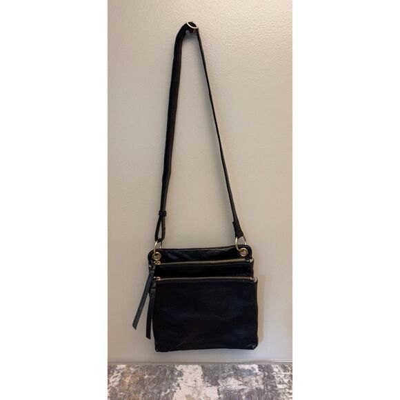 Margot double zipper black leather crossbody - Picture 4 of 10